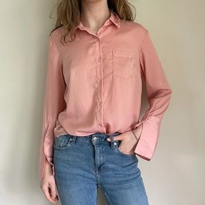 SATIN BLOUSE BUTTON UP SHIRT
